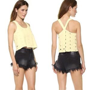 House of  Harlow yellow eyelet cropped tank - S